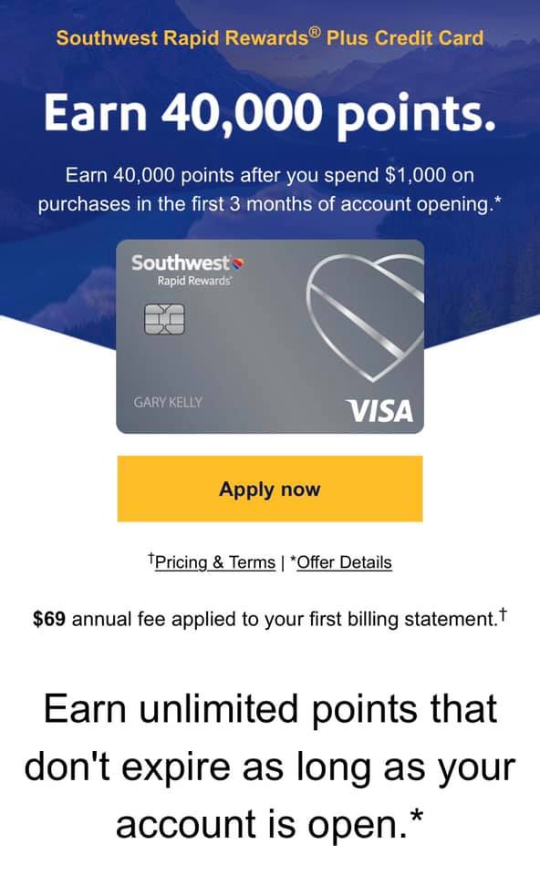 Southwest credit card information and perks