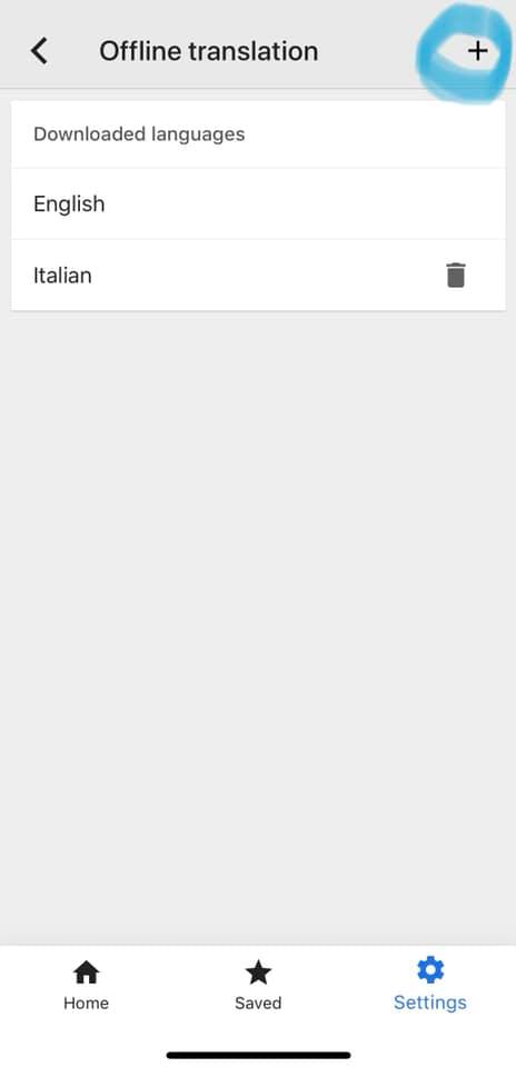 screenshot of google translate app showing how to add languages to offline languages