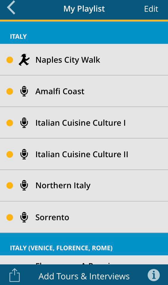 screenshot of rick steves audio tour app showing tour options available for download