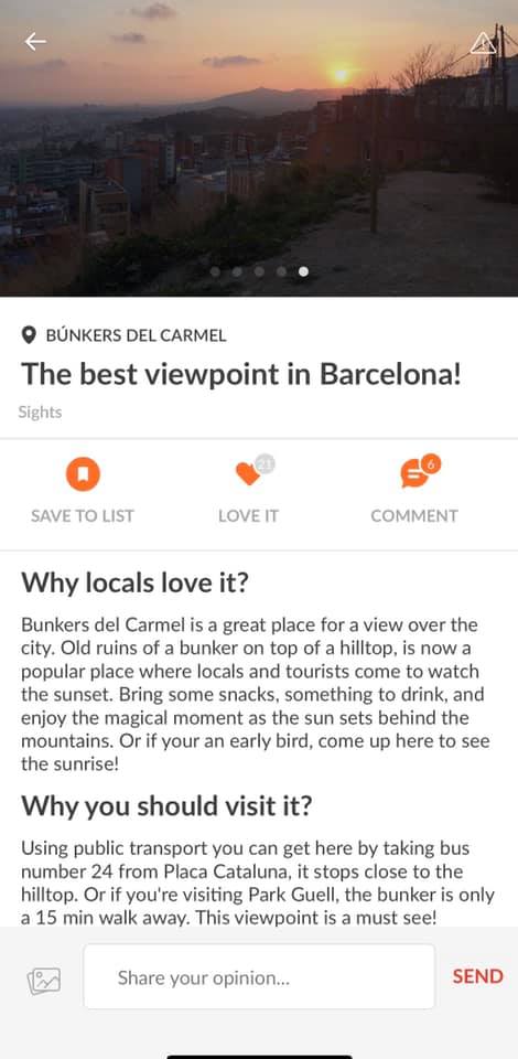 screenshot of like a local app showing activity description