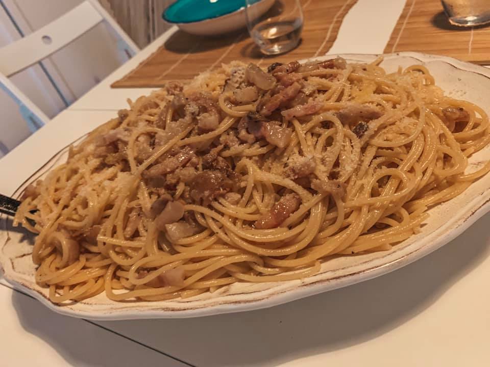 A huge plate of homemade bolognese pasta