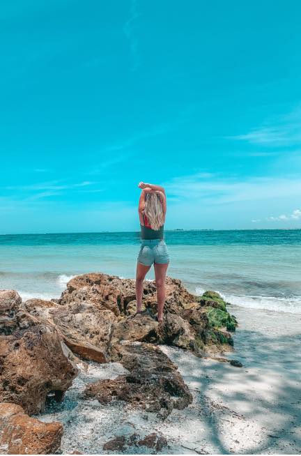Woman standing at Bean Point in Anna Maria Island