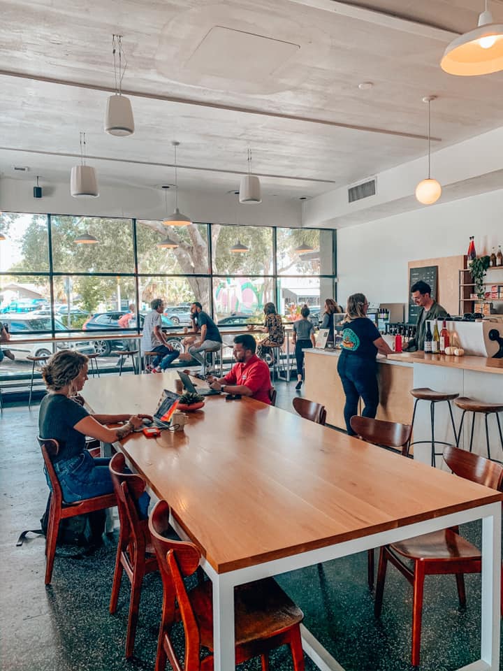 Seating area inside Bandit Coffee