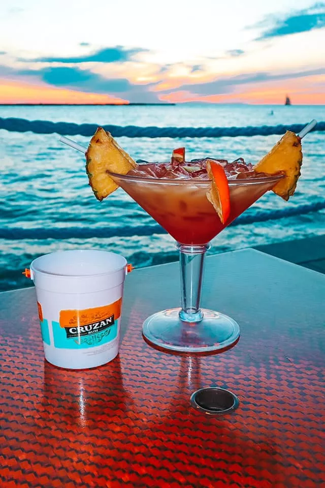 Giant martini glass with tropical drink from Jimmy's Fish House on Clearwater Beach