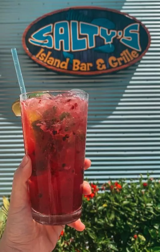 Best Beach Bar Clearwater Beach Salty's blackberry mojito