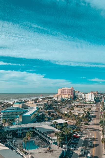 view of Clearwater Beach from Jimmy's on the Edge rooftop bar