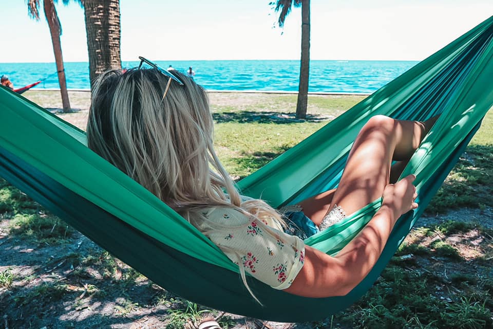 Relaxing on a hammock at Vinoy Park