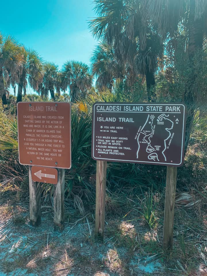 Caladesi Island trail entrance signage