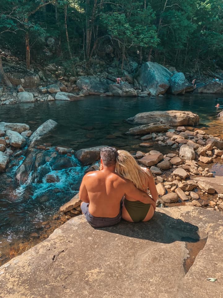 Destiny and Remi enjoying the views of North Chick Blue Hole