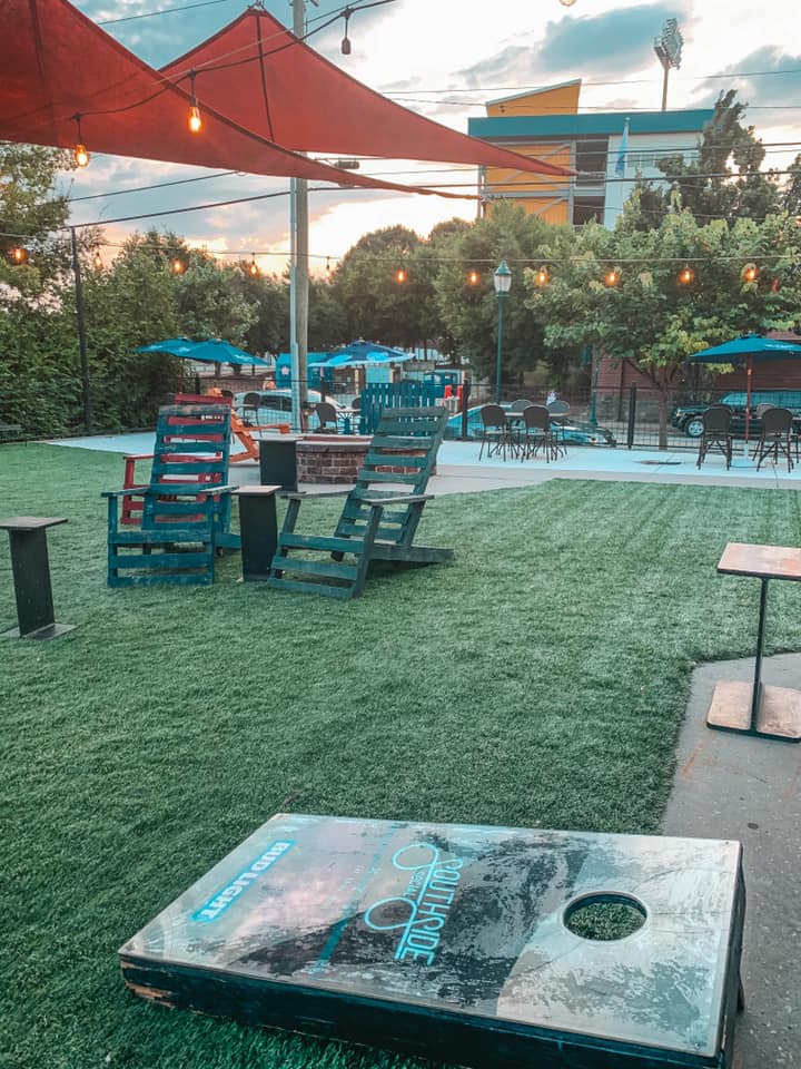 outdoor area with games and seating at Southside Social in Chattanooga