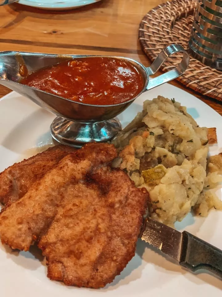 Some delicious Schnitzel from Bodensee Restaurant in Helen, Georgia