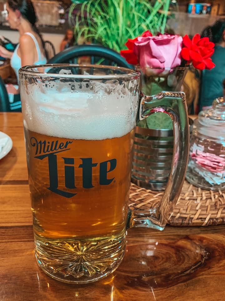 One of the large beer steins you can get at Bodensee Restaurant in Helen Georgia