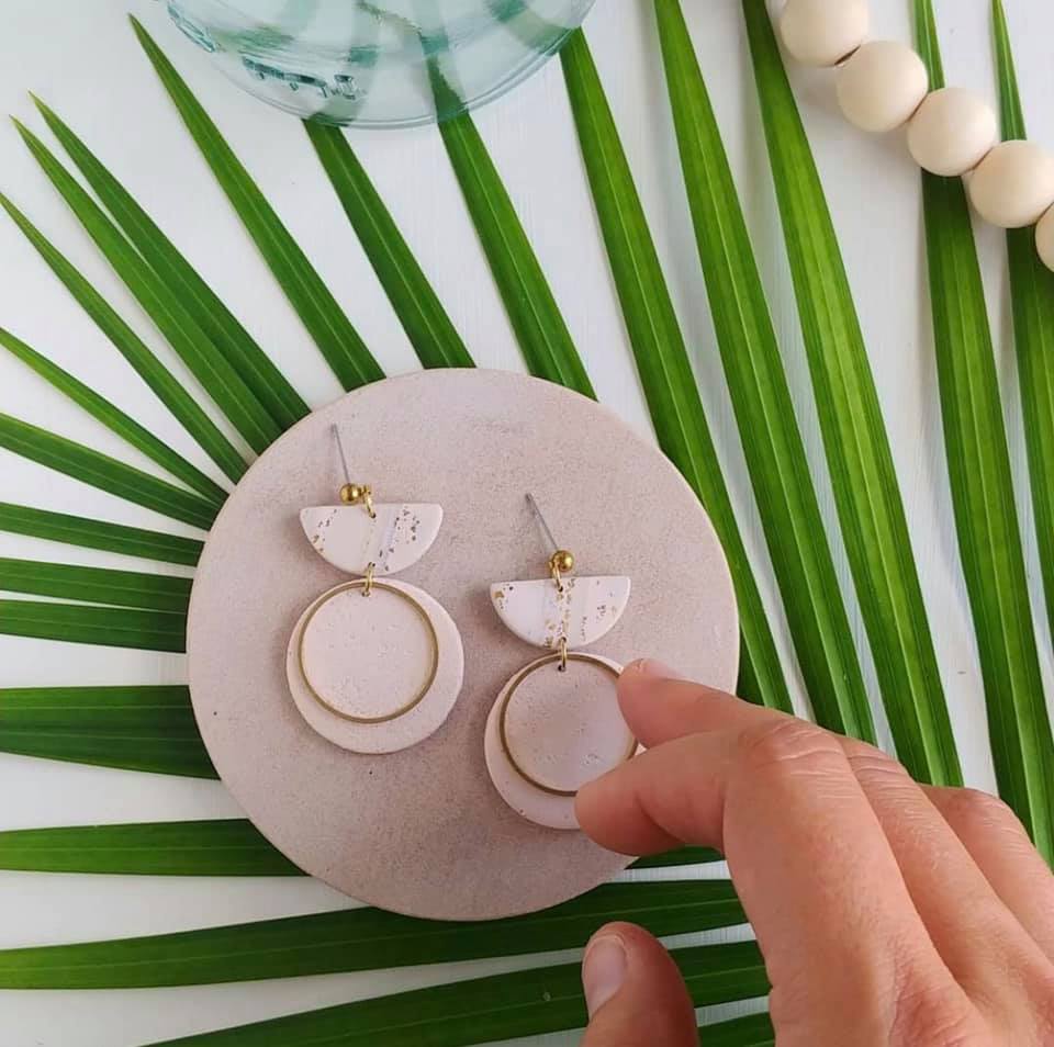 Clay Pelican dangly earrings