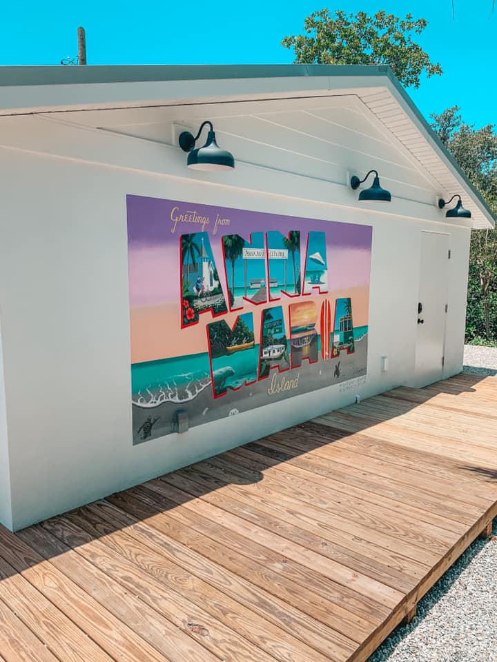Greetings From Anna Maria postcard style mural