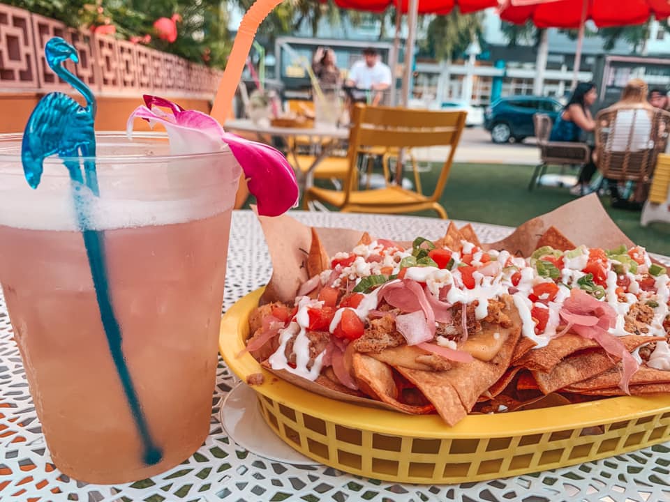 Seafood nachos and a fun cocktail from No Vacancy in Downtown St. Pete