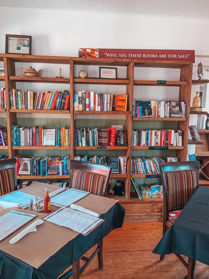 Book collection and dining area at The Reserve