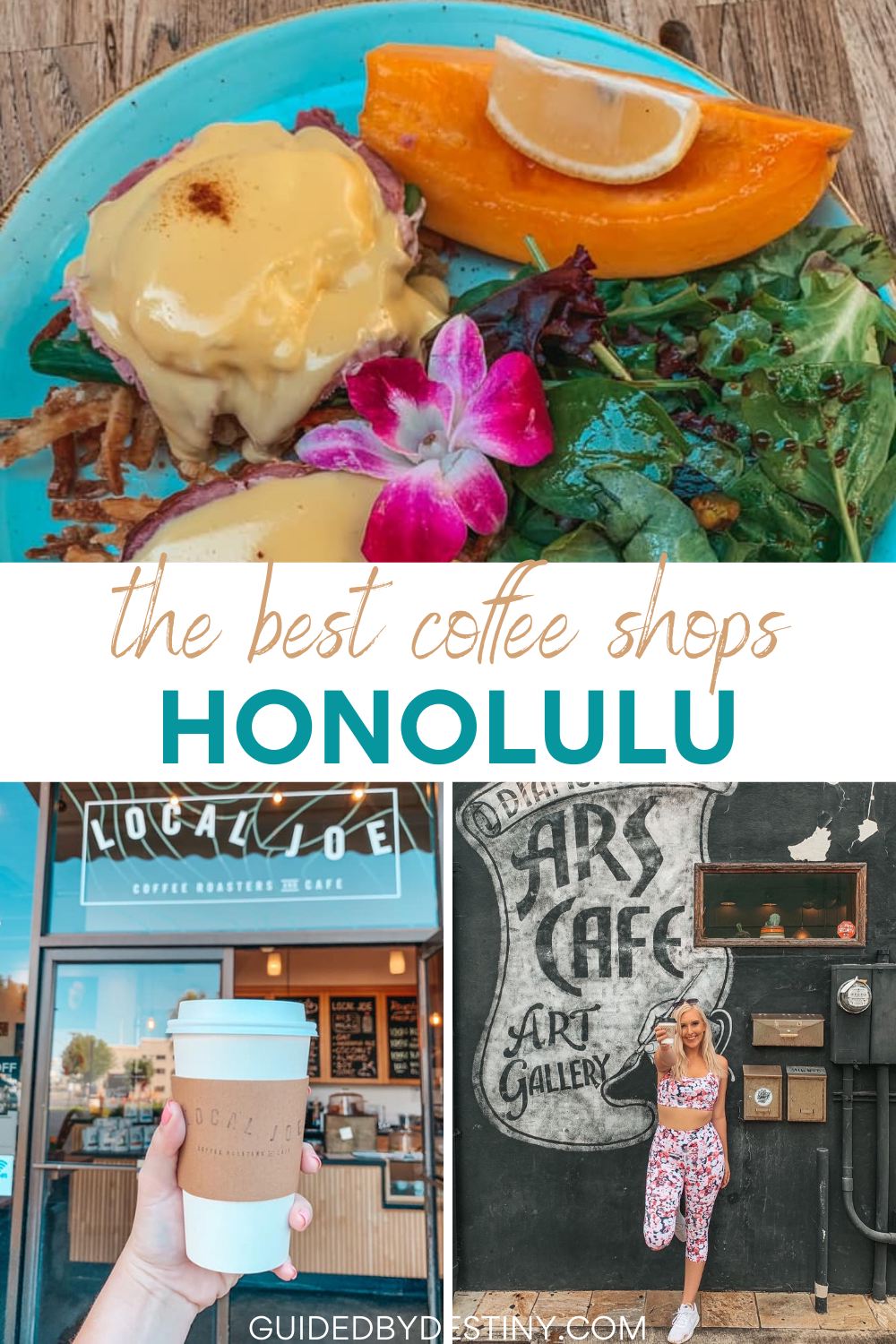 Best Coffee Shops in Honolulu. Coffee, Ars Cafe Mural, and eggs benedict