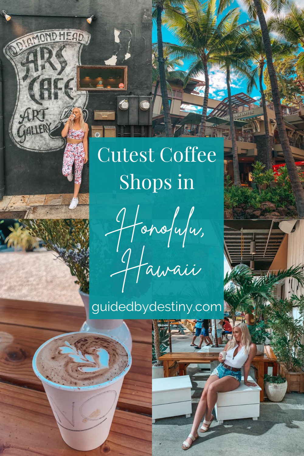 Cutest coffee shops in Honolulu, collage of coffee shop pics used in this post