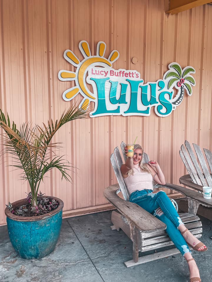 Relaxing with mango pina colada outside of Lulus