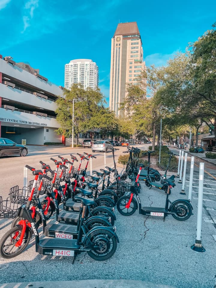 Scooter corral in downtown St. Pete