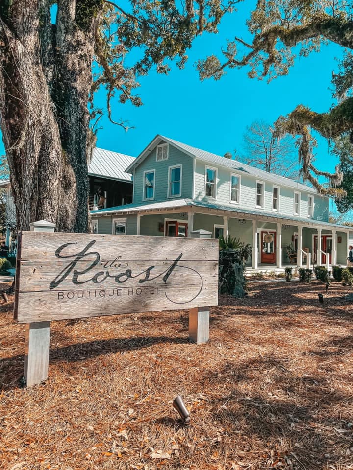 Outside of The Roost Boutique Hotel in Ocean Springs, MS