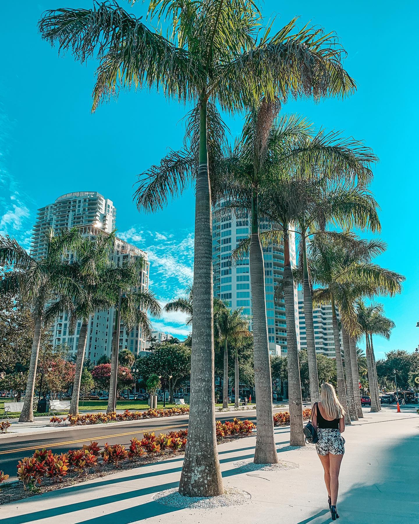 exploring downtown St. Pete on a sunny day