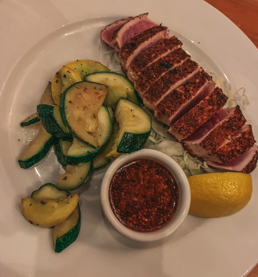 Tuna steak with veggies from Buzz's Steakhouse