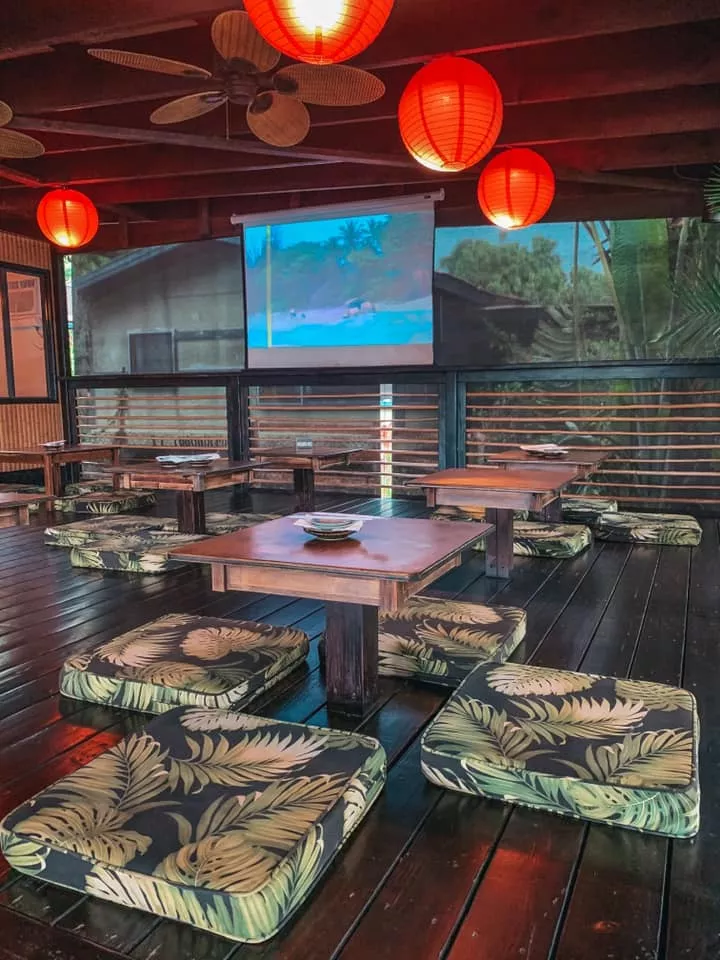 Indoor seating area of Banzai Sushi