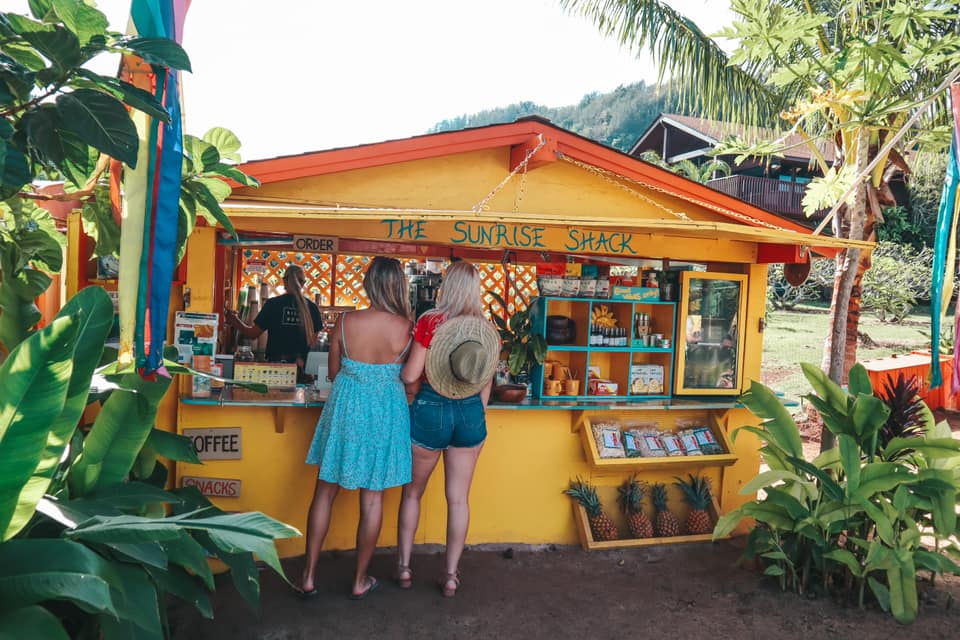 Brightly colored Sunrise Shack on North Shore