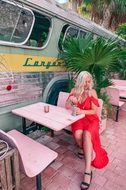 Woman enjoying a cocktail at Casa Florida in Miami