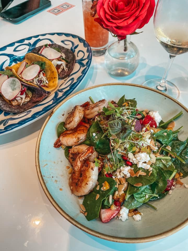 Salad and tacos from Swan restaurant in Miami