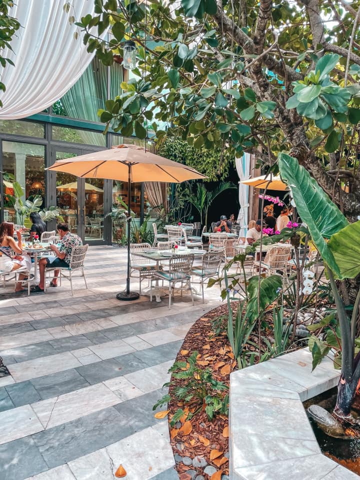 Patio area at Miami restaurant Swan for a florida bachelorette