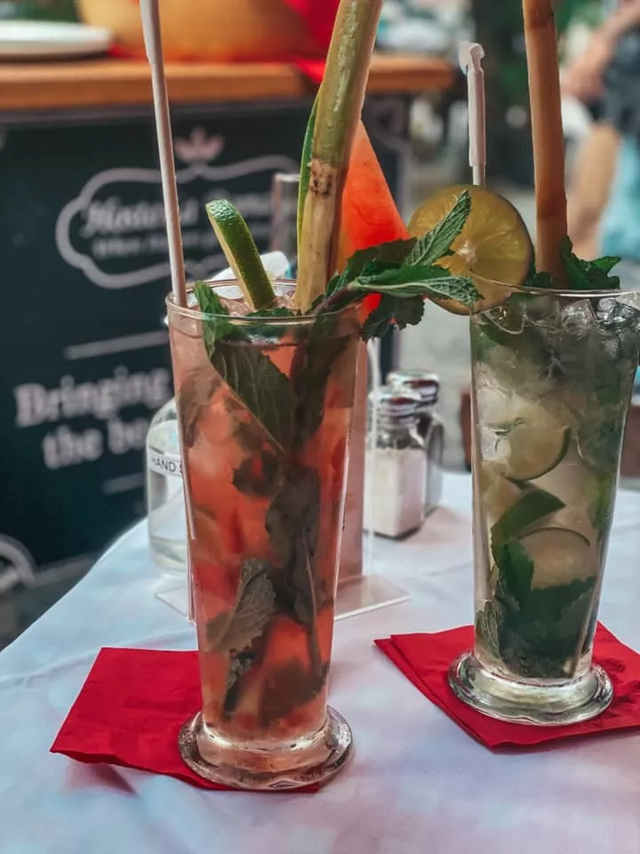 large mojitos from Hosteria Romana, an Italian restaurant in Miami