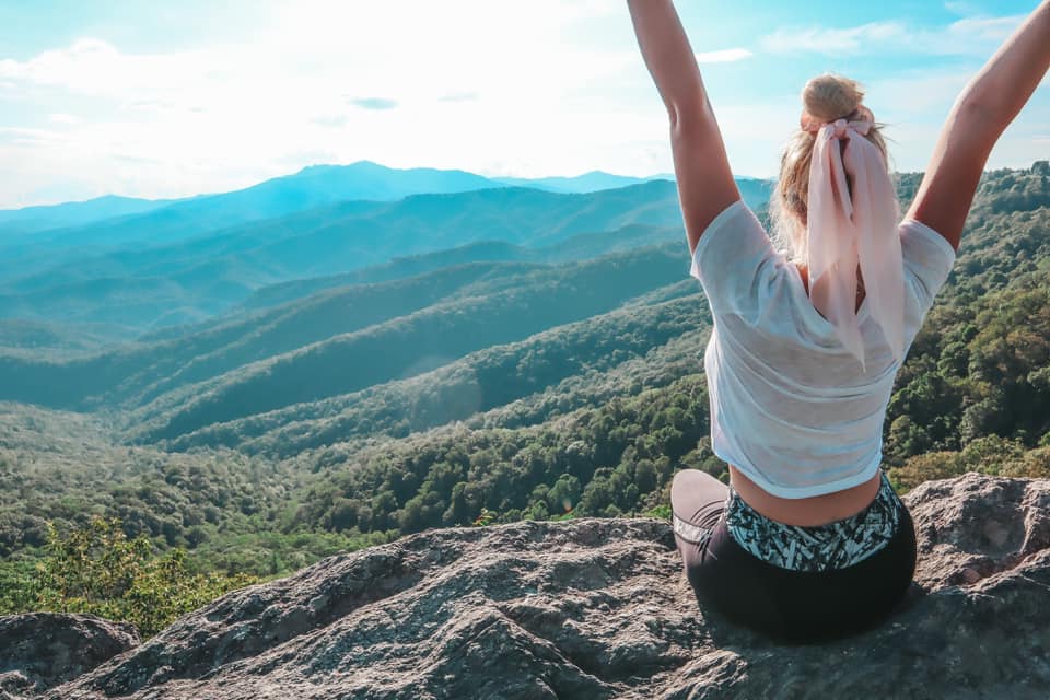 Sitting atop a mountain at Blowing Rock