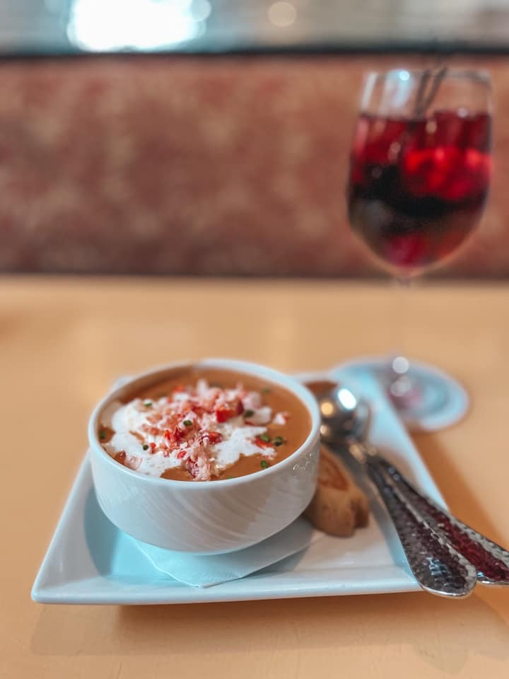 Lobster Bisque and sangria from Guppies restaurant in Indian Rocks Beach