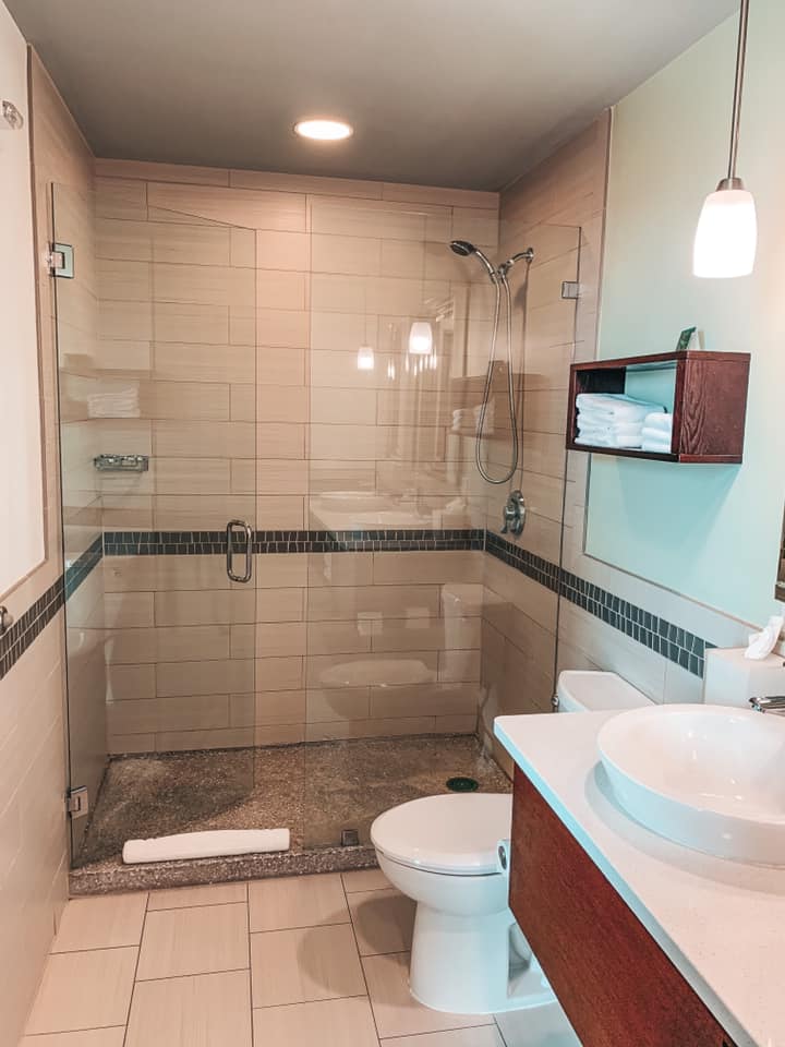 Shower area of Hotel Indigo Asheville