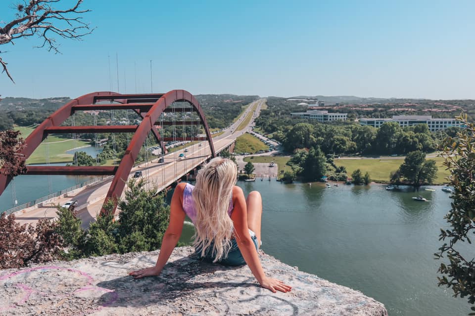 Enjoying the views of the 360 Overlook at Pennybacker Bridge