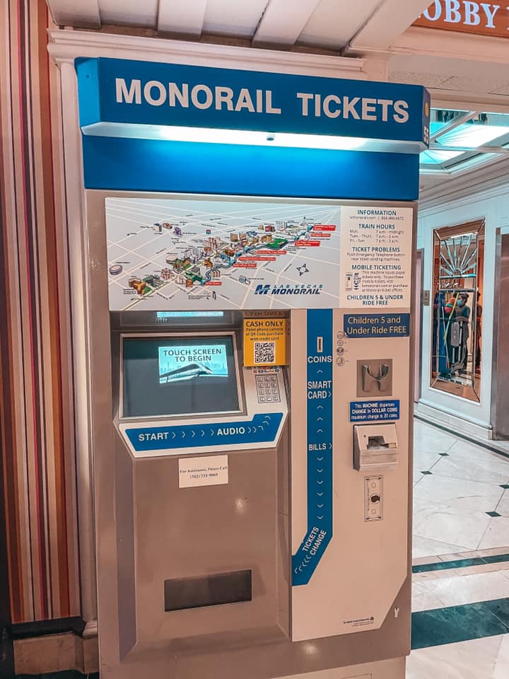 Monorail ticket kiosk, a great way to save money on transportation in Vegas