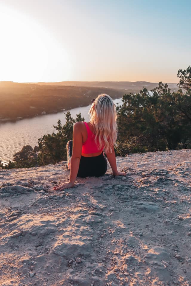 Enjoying the sunset at Mount Bonnell in Austin Texas