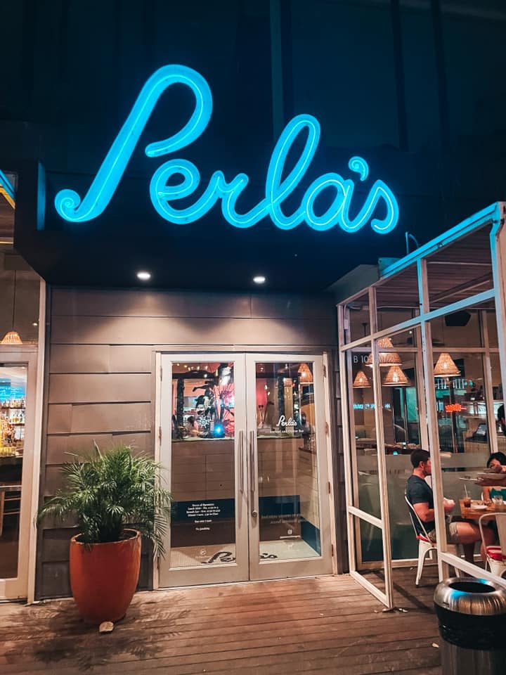 entrance to Perla's restaurant in Austin Texas