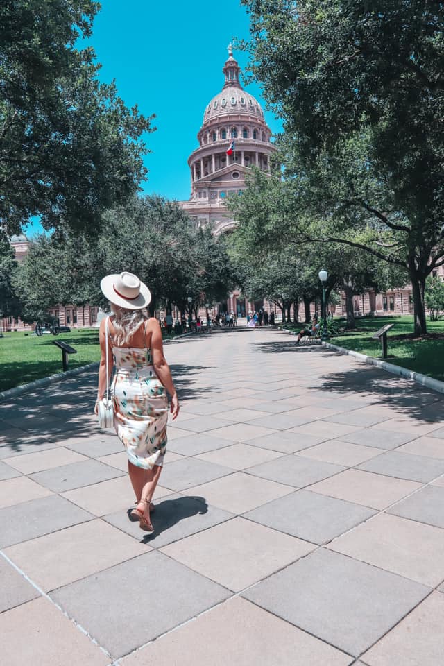 walking up to the Texas State Capitol in Austin