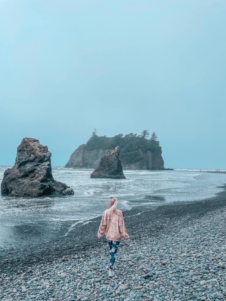 Walking Ruby Beach at Olympic National Park