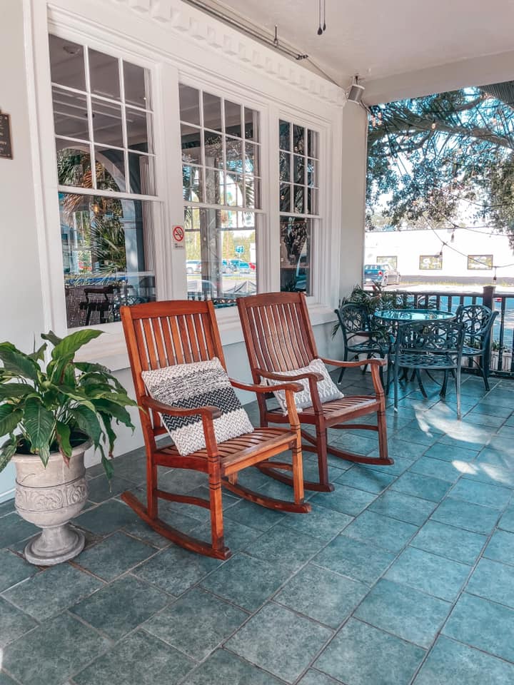 Rocking chairs on Cordova Inn front porch in downtown St. Pete