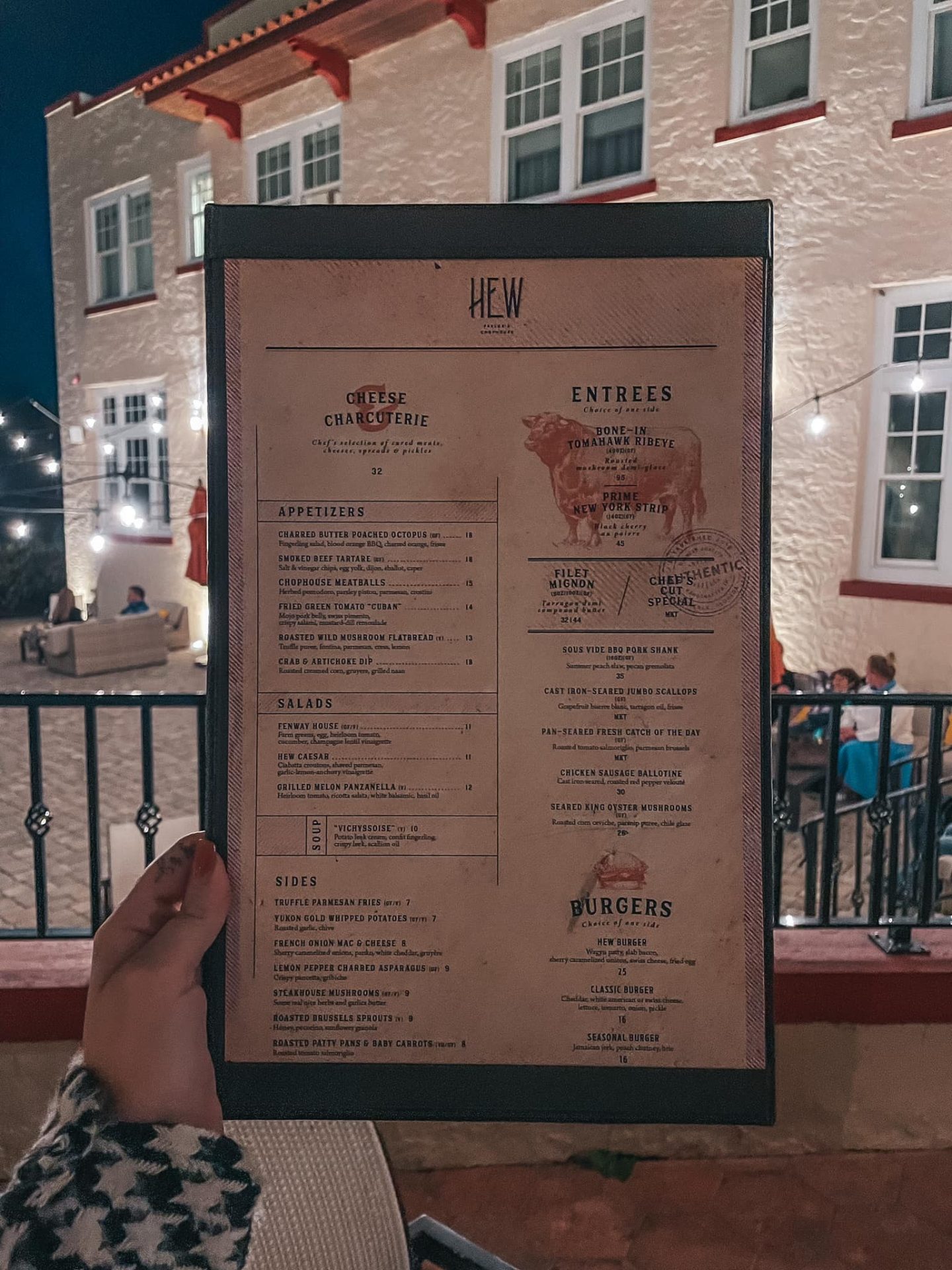 HEW Chophouse menu at best restaurant in Dunedin