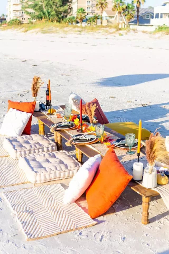 Beautiful fall beach picnic set up on Indian Rocks Beach