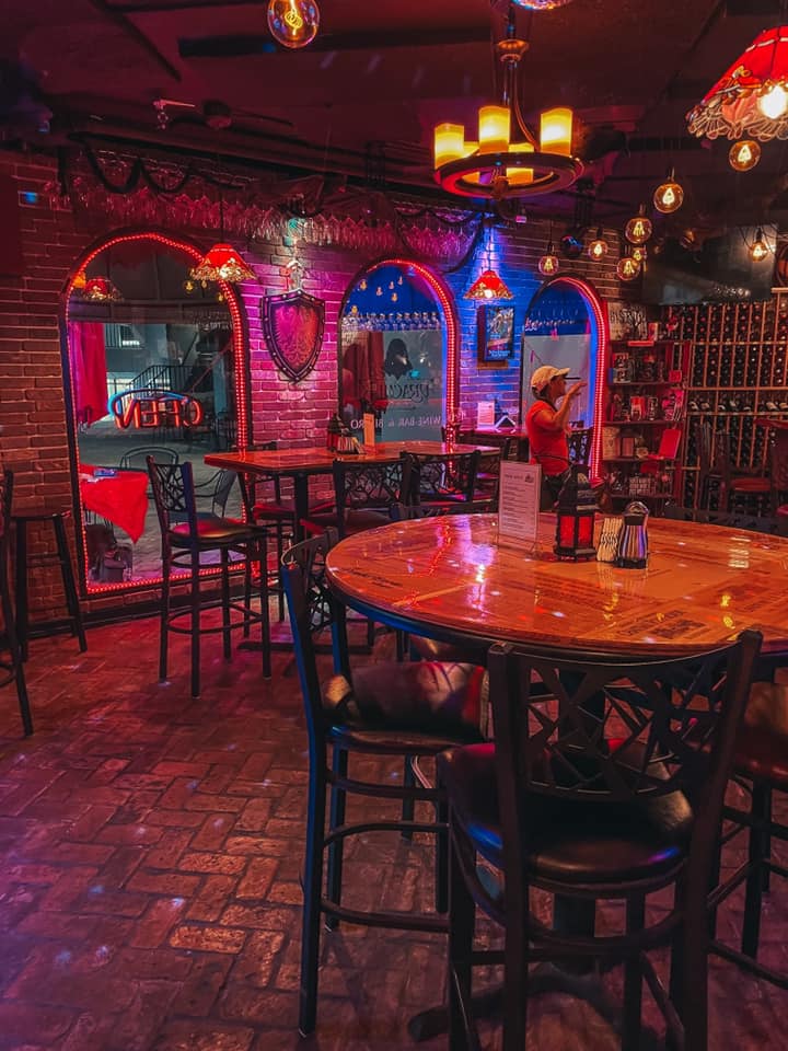 Tables and seating at Dracula's in St. Pete
