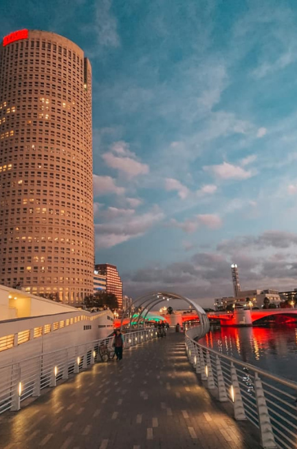 Tampa Riverwalk at dusk