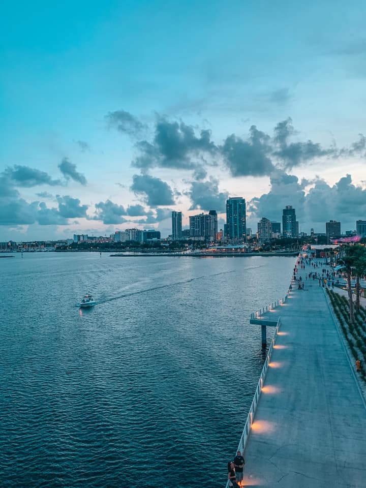 View from the St. Pete pier rooftop at sunset