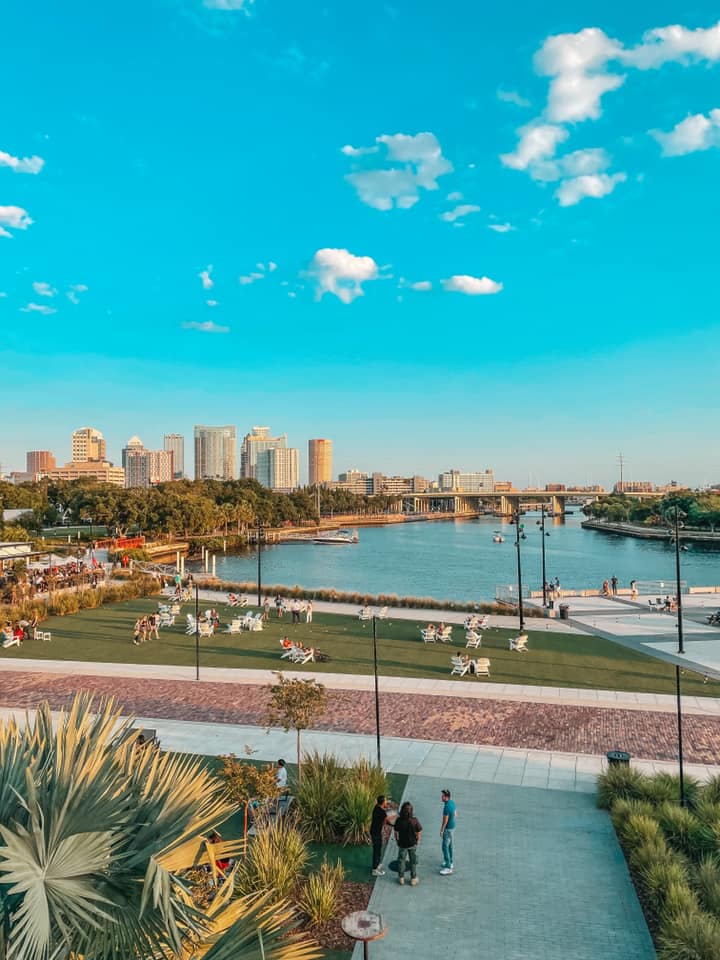 Views from M. Bird, a Tampa rooftop. You can see the Tampa skyline on a sunny day.