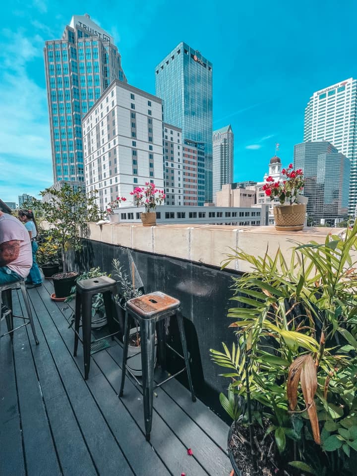 The Attic Cafe Rooftop in Tampa seating area